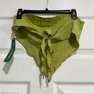 shein tied strapless green top